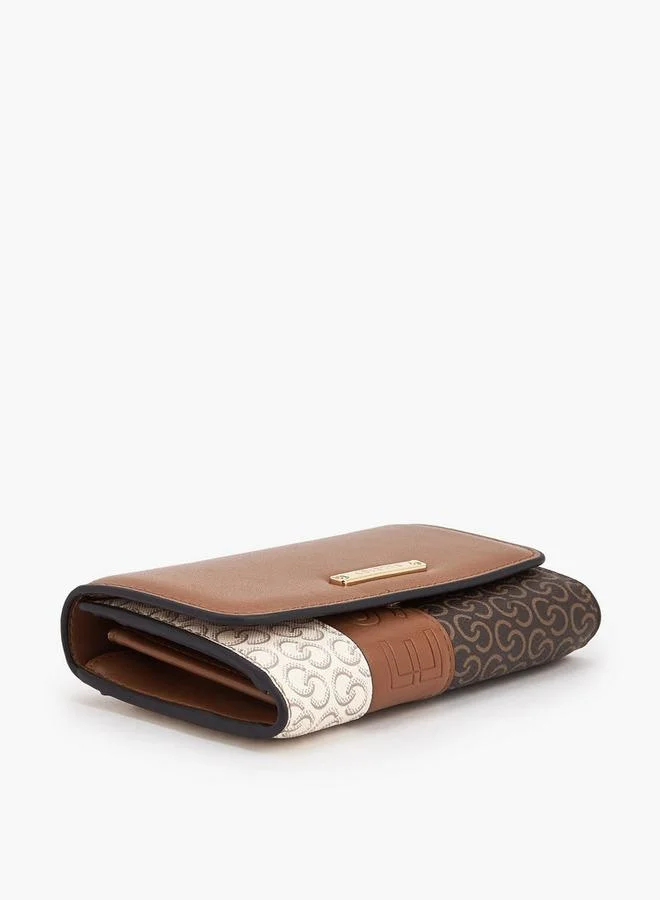 سيليست Monogram Print Wallet with Button Closure